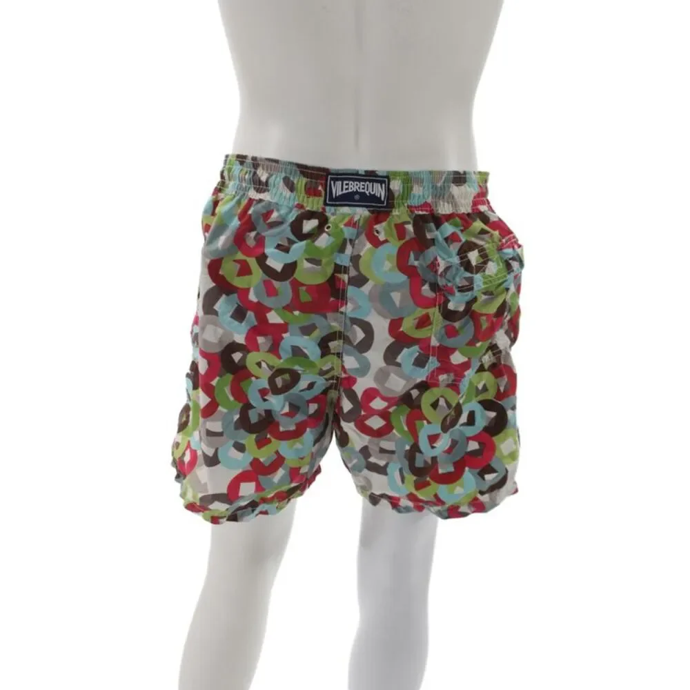 Vilebrequin Mens Polymaide Geometric Drawstring Swim Trunks Size 2XL